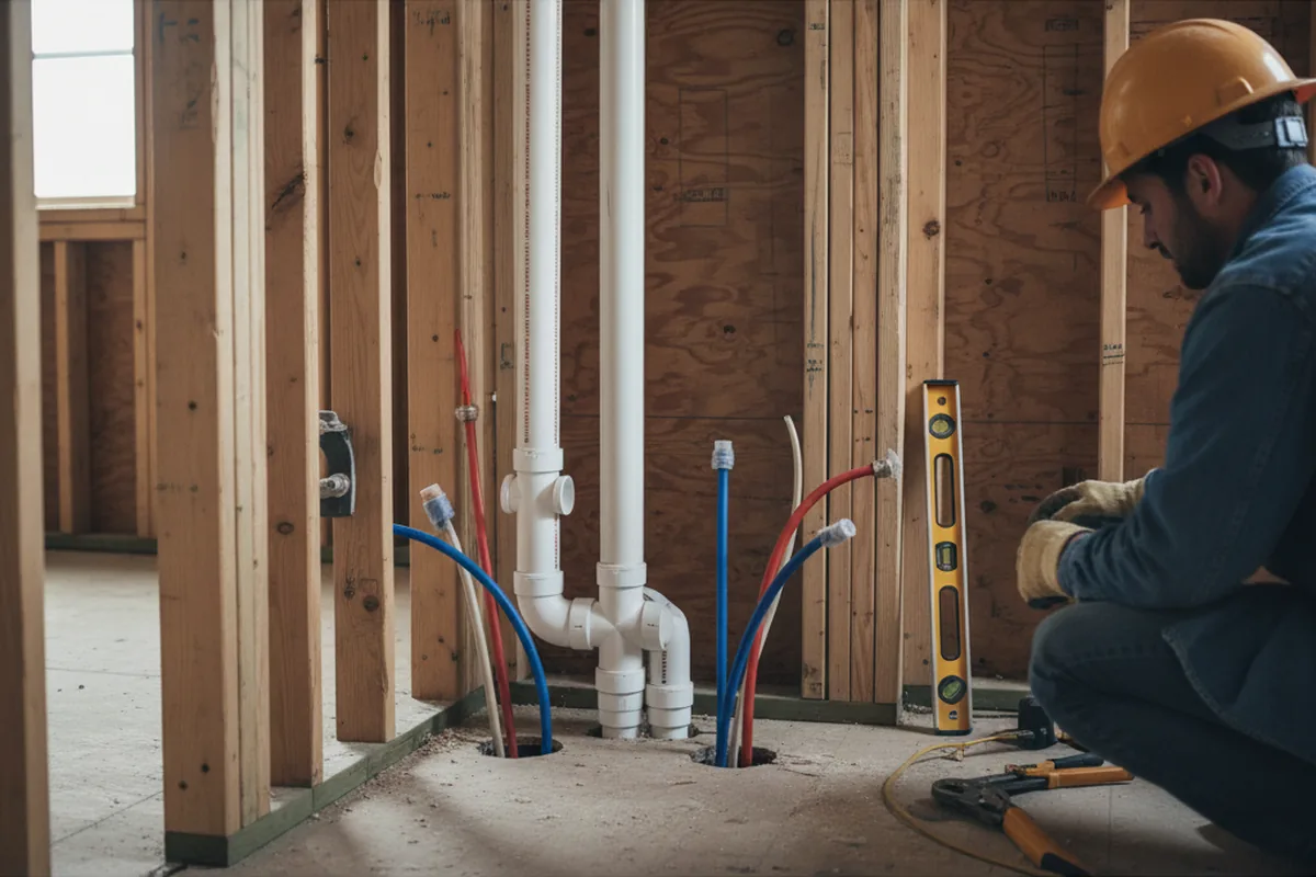 Drain and supply rough-in during Toilet Repair and Installation in Hilliard