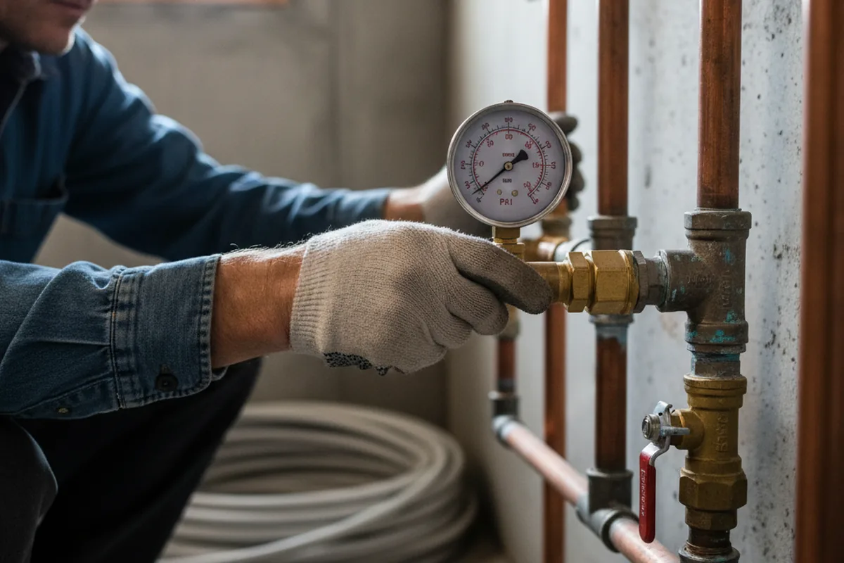 Pressure testing a repaired line during Water Line Repair in Hilliard